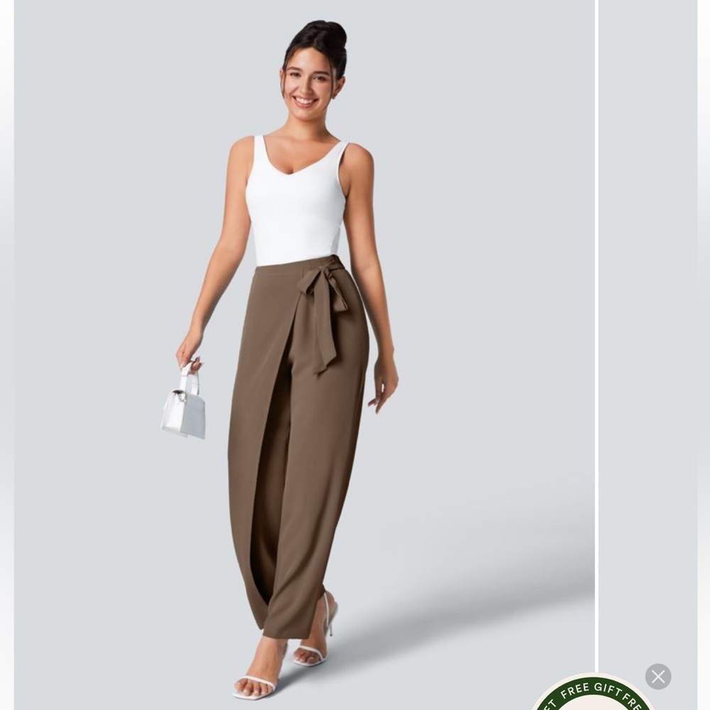 NWT Halara High Waisted Tie Side Wide Leg Work Pants, size Medium Regular